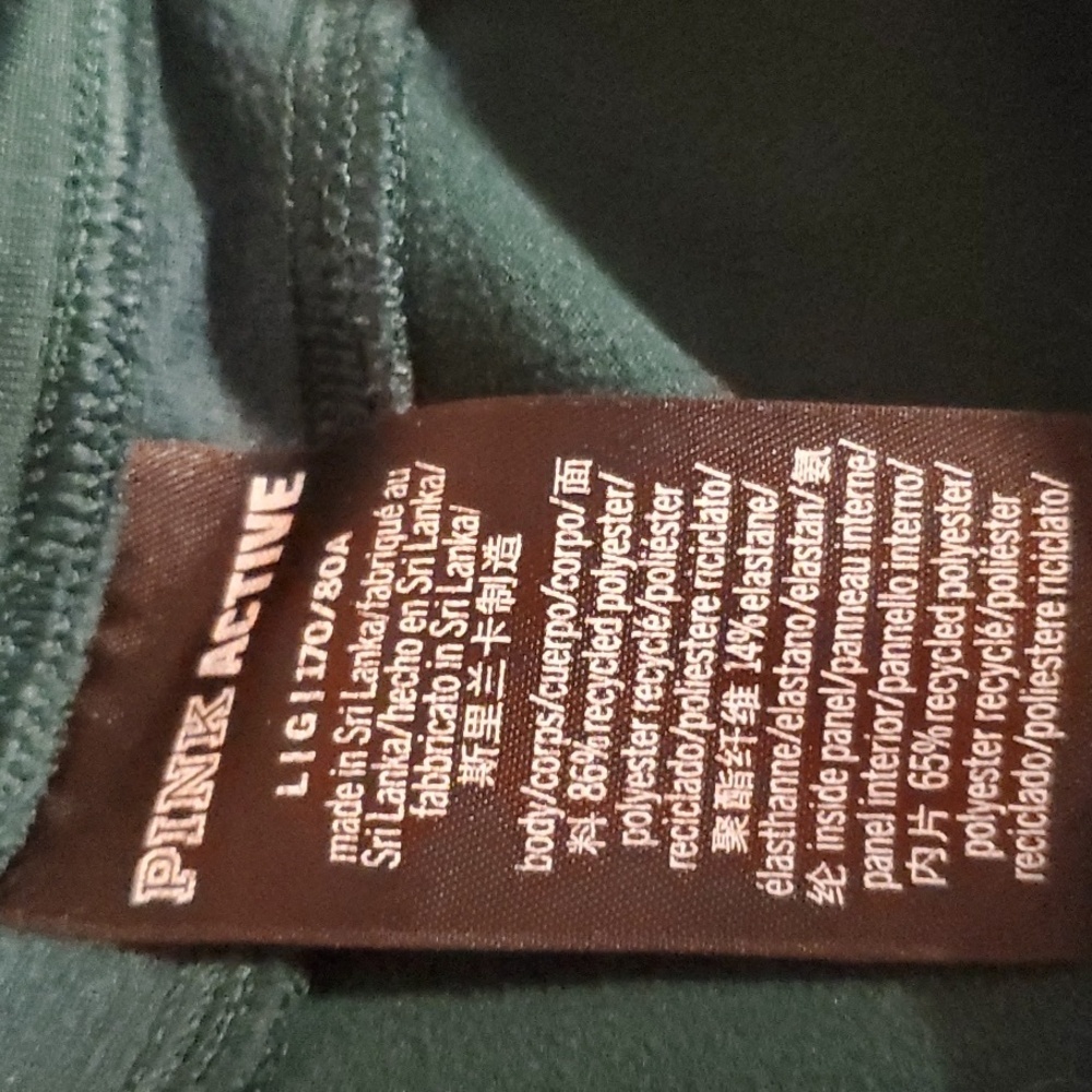 Pink Leggings Women's Size Large L Emerald Green Legging Velour Type Side Panels - Picture 10 of 13